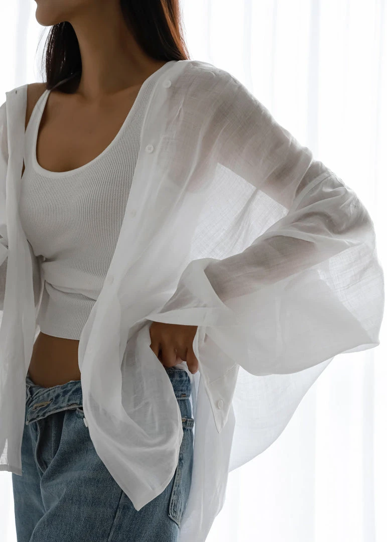 The Frankie Shop Marlow Oversized Linen Shirt - White 8 The Frankie Shop Marlow Oversized Linen Shirt - White