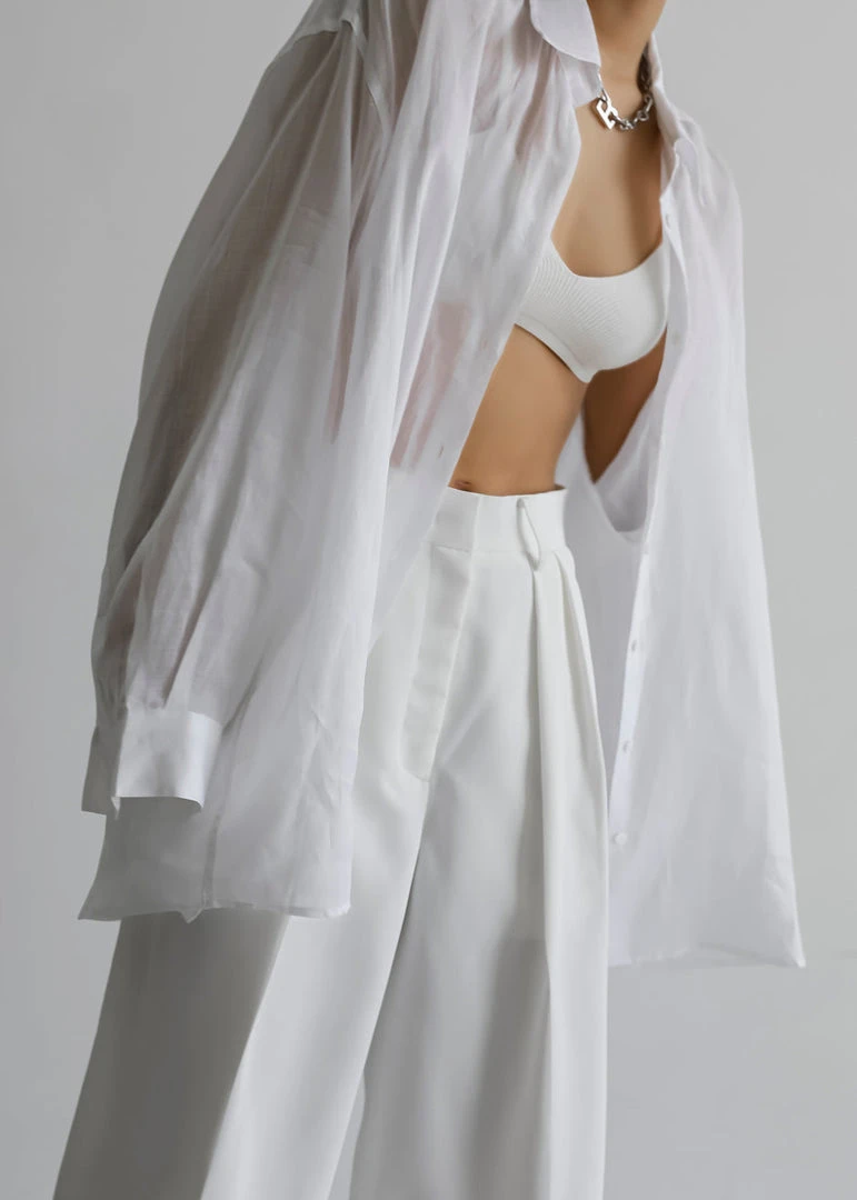 The Frankie Shop Marlow Oversized Linen Shirt - White 4 The Frankie Shop Marlow Oversized Linen Shirt - White