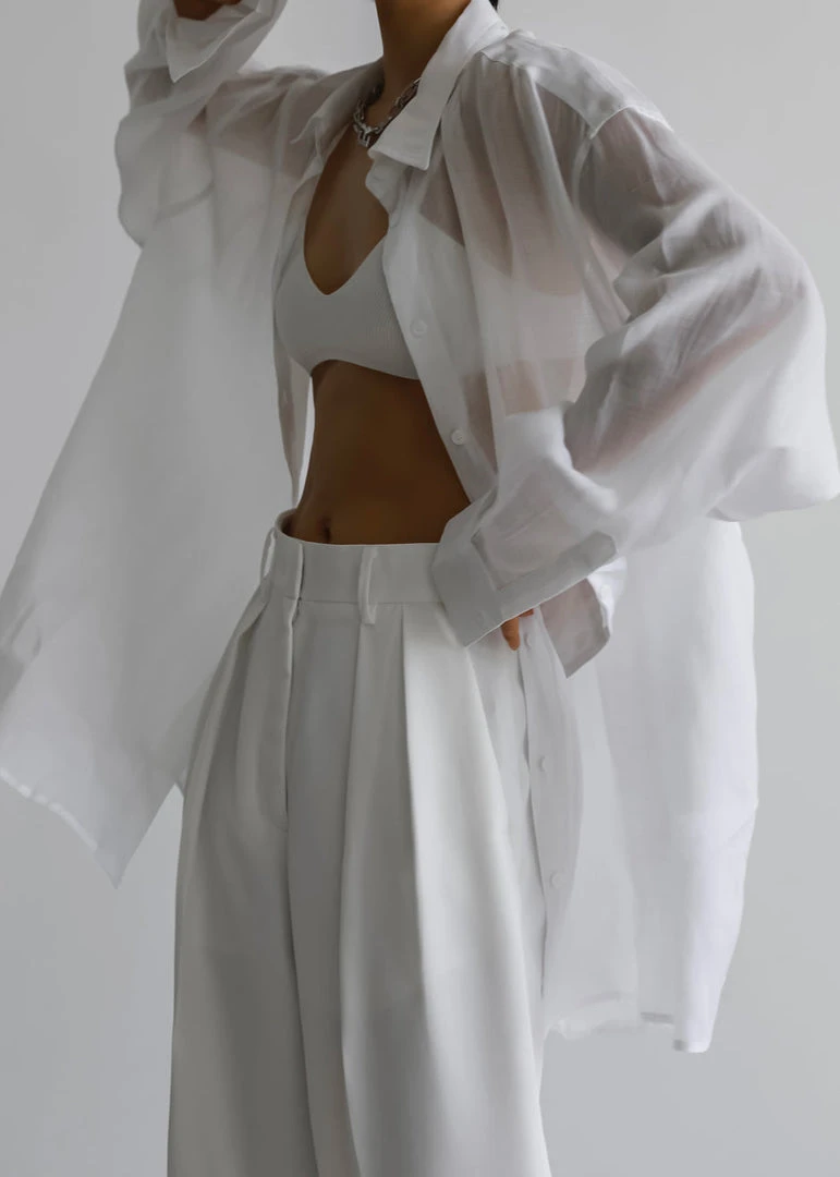 The Frankie Shop Marlow Oversized Linen Shirt - White 1 The Frankie Shop Marlow Oversized Linen Shirt - White
