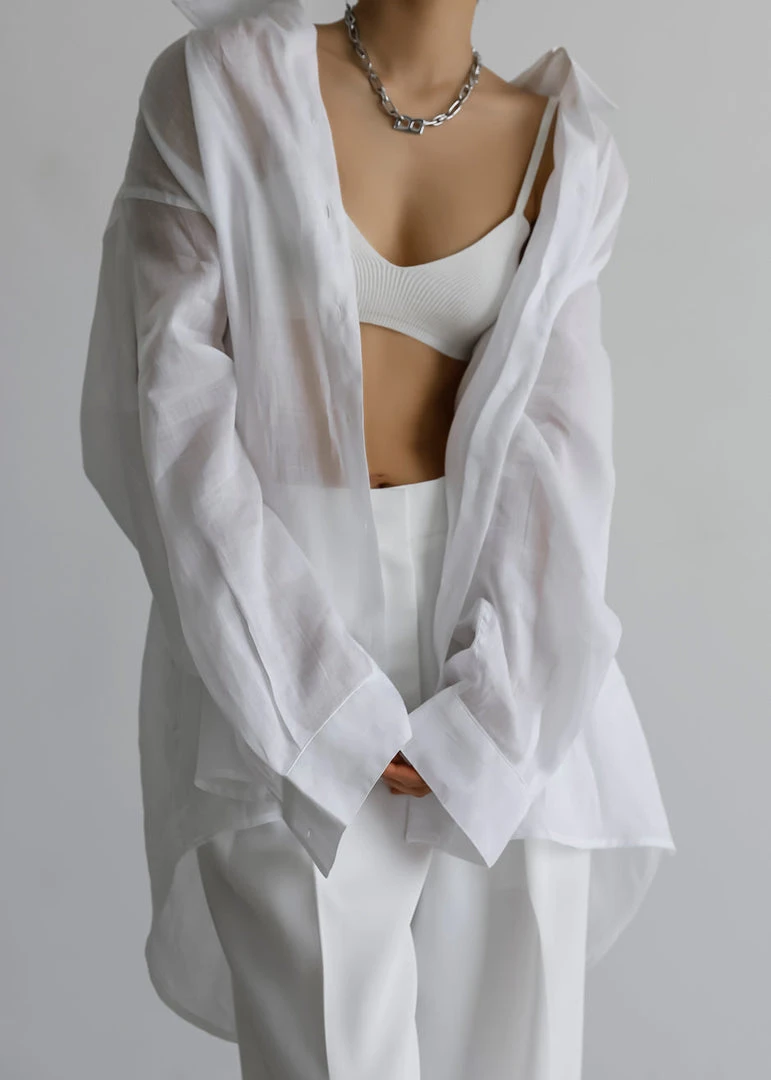 The Frankie Shop Marlow Oversized Linen Shirt - White 6 The Frankie Shop Marlow Oversized Linen Shirt - White
