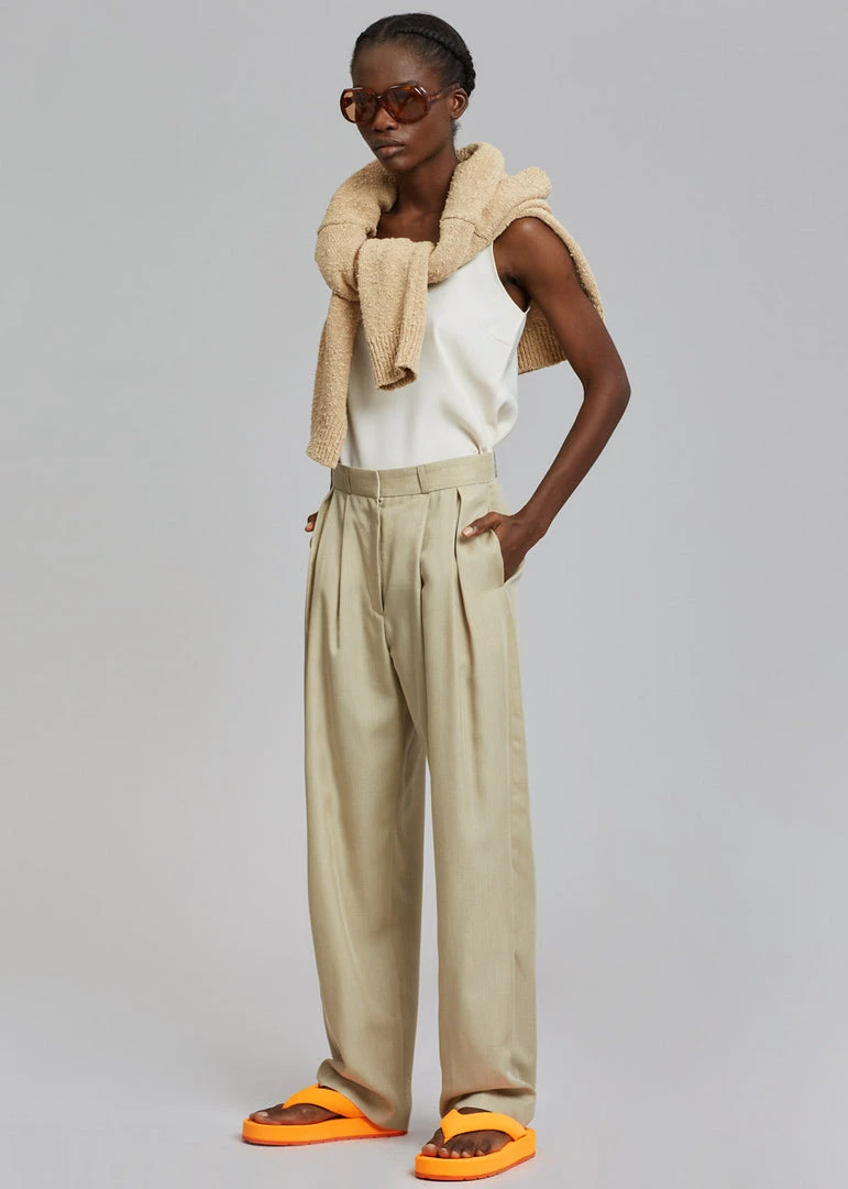 The Frankie Shop CLOTHING Marte Pleated Pants - Sand 4 The Frankie Shop CLOTHING Marte Pleated Pants - Sand