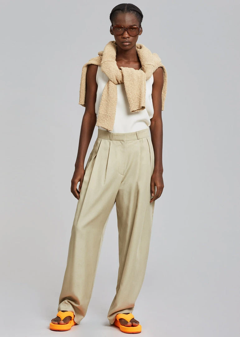 The Frankie Shop CLOTHING Marte Pleated Pants - Sand 1 The Frankie Shop CLOTHING Marte Pleated Pants - Sand