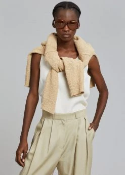 The Frankie Shop CLOTHING Marte Pleated Pants - Sand 14 The Frankie Shop CLOTHING Marte Pleated Pants - Sand