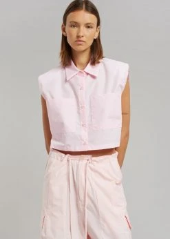 The Frankie Shop Marylin Padded Cropped Shirt - Pink