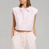 The Frankie Shop Marylin Padded Cropped Shirt - Pink