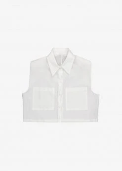 The Frankie Shop CLOTHING Marylin Padded Cropped Shirt - White 15 The Frankie Shop CLOTHING Marylin Padded Cropped Shirt - White