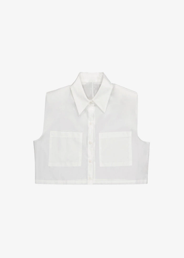 The Frankie Shop CLOTHING Marylin Padded Cropped Shirt - White 8 The Frankie Shop CLOTHING Marylin Padded Cropped Shirt - White