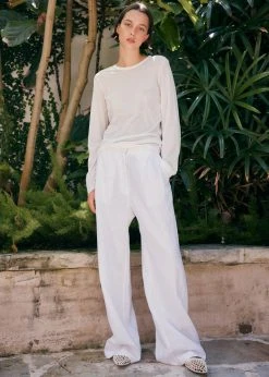 MATIN Herringbone Linen Pant - Off White