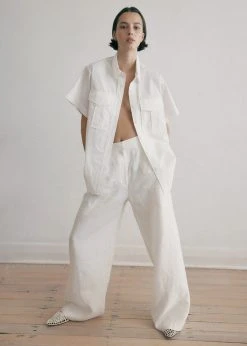 MATIN Herringbone Linen Pant - Off White