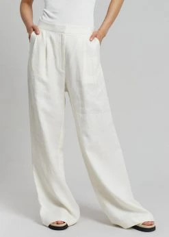 MATIN Herringbone Linen Pant - Off White