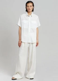 CLOTHING MATIN Short Sleeve Pocket Shirt - White