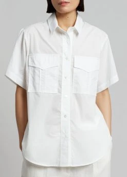 CLOTHING MATIN Short Sleeve Pocket Shirt - White