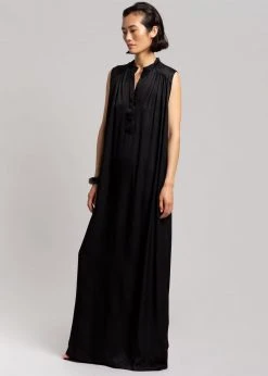 CLOTHING MATIN Sleeveless Button-up Dress - Black