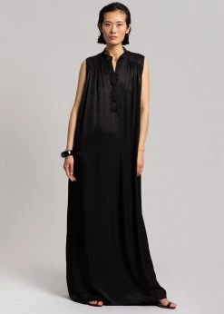 CLOTHING MATIN Sleeveless Button-up Dress - Black