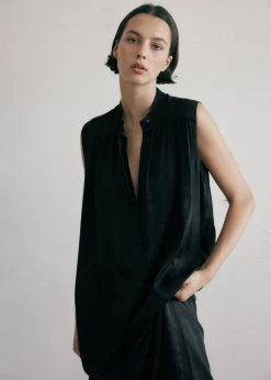 CLOTHING MATIN Sleeveless Button-up Dress - Black