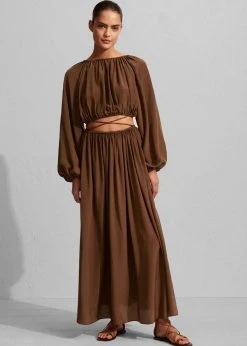 Matteau Drawcord Split Skirt - Pecan CLOTHING 7 Matteau Drawcord Split Skirt - Pecan CLOTHING