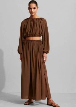 Matteau Drawcord Split Skirt - Pecan CLOTHING 6 Matteau Drawcord Split Skirt - Pecan CLOTHING