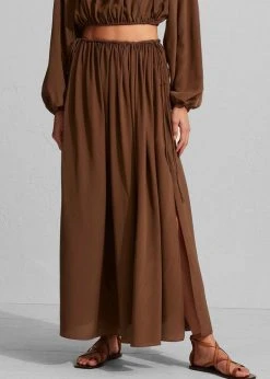 Matteau Drawcord Split Skirt - Pecan CLOTHING
