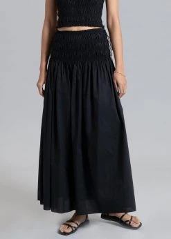 Matteau Shirred Tie Skirt - Black