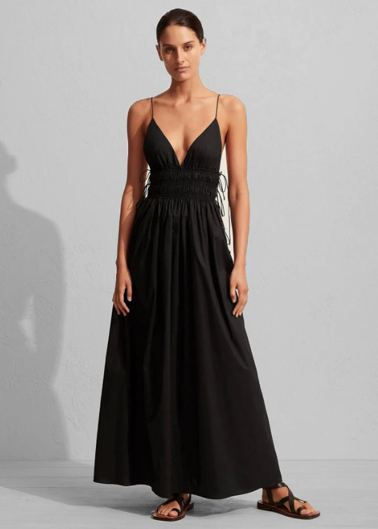 CLOTHING Matteau Shirred Triangle Dress - Black 2 CLOTHING Matteau Shirred Triangle Dress - Black