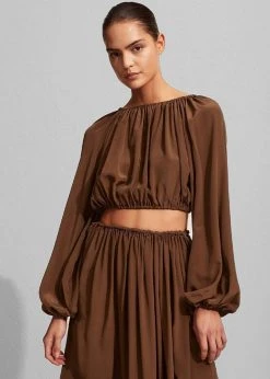 Matteau Voluminous Cropped Blouse - Pecan