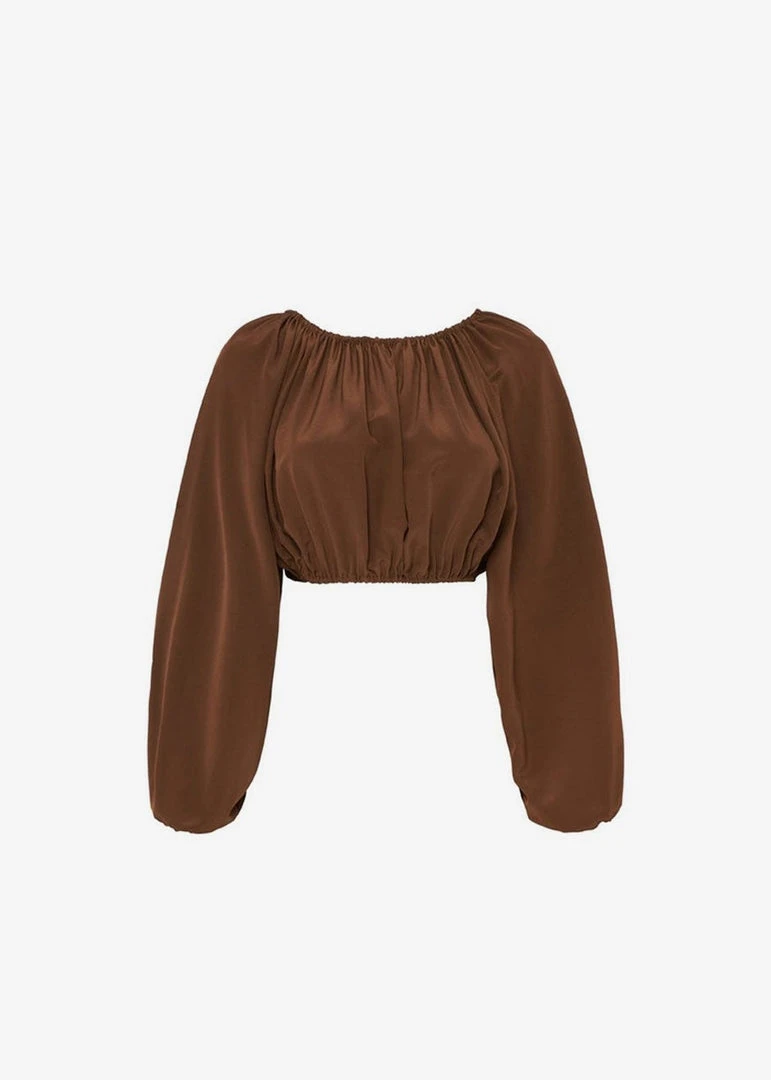 Matteau Voluminous Cropped Blouse - Pecan 5 Matteau Voluminous Cropped Blouse - Pecan