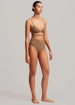 Matteau Wrap Triangle Bikini Top- Cinnamon Crinkle