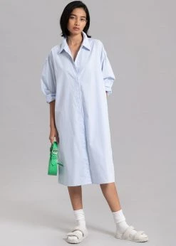 The Frankie Shop Mav Shirt Dress - Blue Stripe