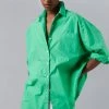 The Frankie Shop Melody Oversized Cotton Shirt - Island Green