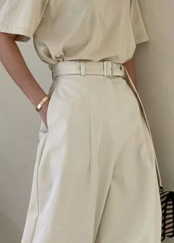 Auver_Fit CLOTHING Mia Belted Pants - Beige