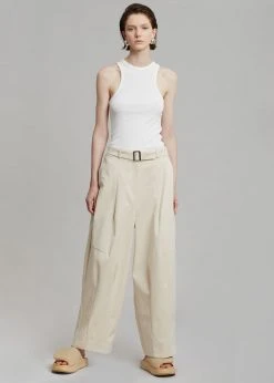 Auver_Fit CLOTHING Mia Belted Pants - Beige