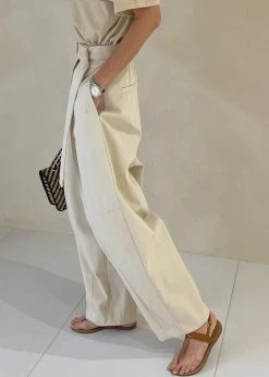 Auver_Fit CLOTHING Mia Belted Pants - Beige