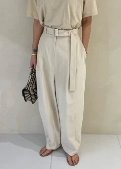 Auver_Fit CLOTHING Mia Belted Pants - Beige