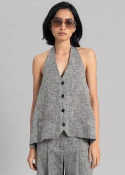 Black Fuchsia Mirl Backless Vest - Grey Melange 19 Black Fuchsia Mirl Backless Vest - Grey Melange
