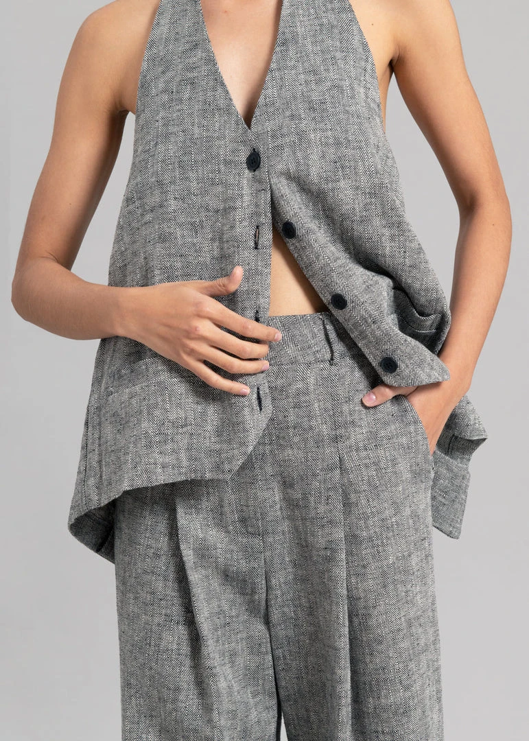 Black Fuchsia Mirl Backless Vest - Grey Melange 5 Black Fuchsia Mirl Backless Vest - Grey Melange