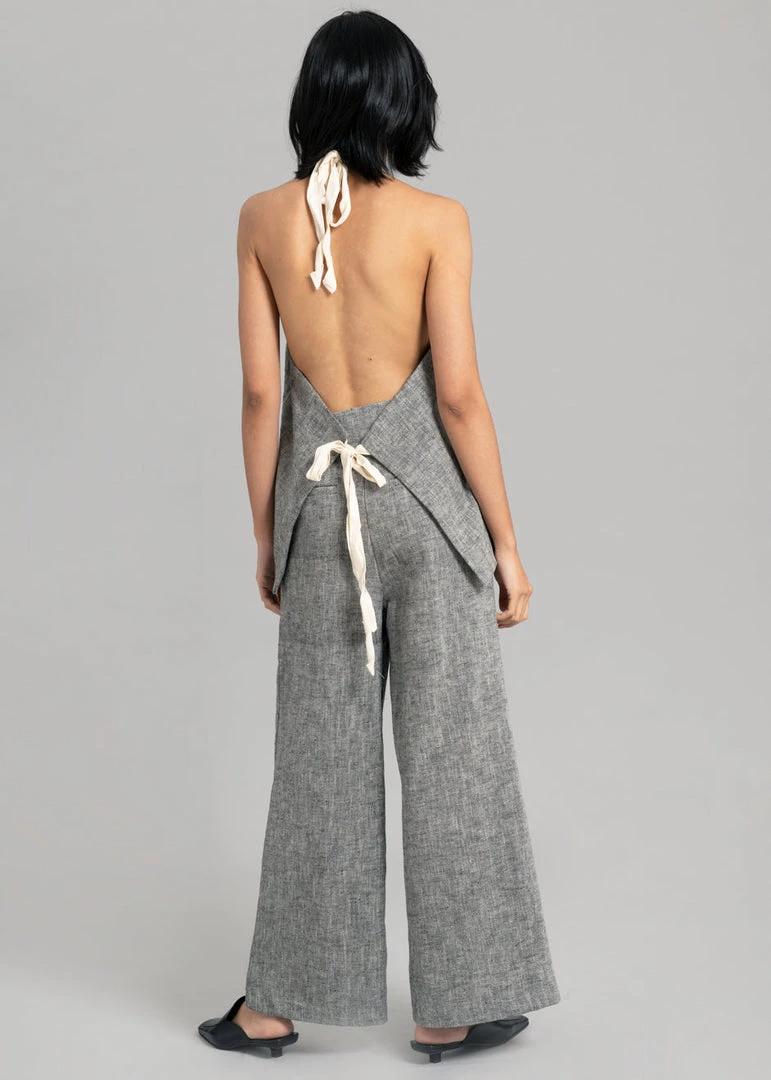 Black Fuchsia Mirl Backless Vest - Grey Melange 2 Black Fuchsia Mirl Backless Vest - Grey Melange