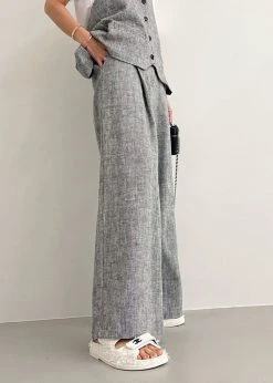 Black Fuchsia Mirl Wide Pants - Grey Melange