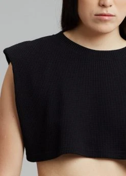 Another J Nanie Honeycomb Cropped Tee - Black CLOTHING