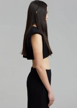Another J Nanie Honeycomb Cropped Tee - Black CLOTHING