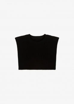 Another J Nanie Honeycomb Cropped Tee - Black CLOTHING