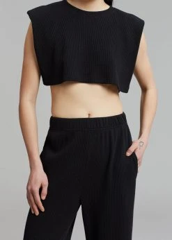 Another J Nanie Honeycomb Cropped Tee - Black CLOTHING