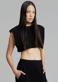 Another J Nanie Honeycomb Cropped Tee - Black CLOTHING