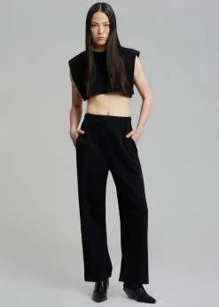 Another J Nanie Honeycomb Cropped Tee - Black CLOTHING