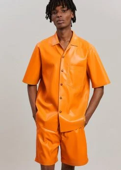 Men Nanushka Bodil Vegan Leather Shirt - Orange