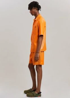 Men Nanushka Bodil Vegan Leather Shirt - Orange