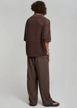 Nanushka Dorian Paper Crochet Shirt - Brown Men
