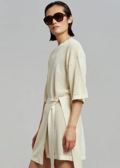 Nanushka Samira T-shirt Wrap Dress - Creme