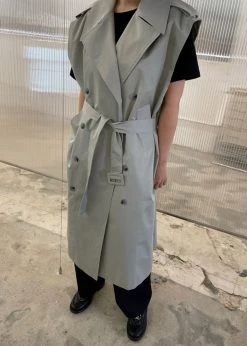 The Frankie Shop CLOTHING Nexine Sleeveless Trench - Grey