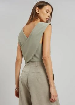 The Frankie Shop CLOTHING Nola Cross Vest - Khaki