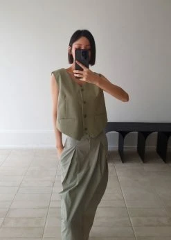 The Frankie Shop CLOTHING Nola Cross Vest - Khaki